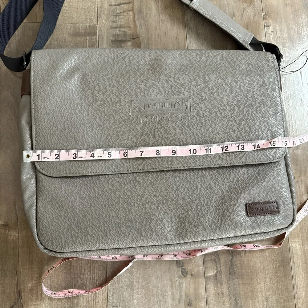 NEW Bugatti Computer Bag‎ Messenger Crossbody Briefcase JB Hunt Pebbled Taupe